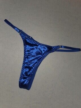 Blue Satin Thong Panty- Well Worn Women's Intimates